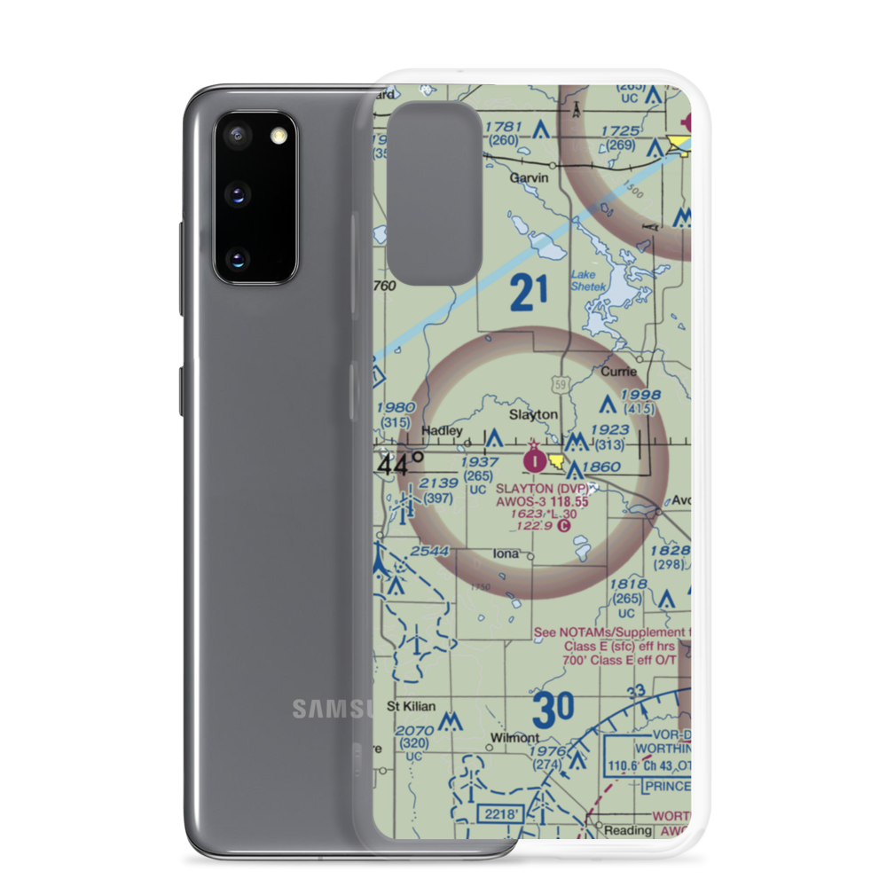 Slayton Municipal Airport (DVP) VFR Sectional Samsung Case Samsung Galaxy S20 model shown