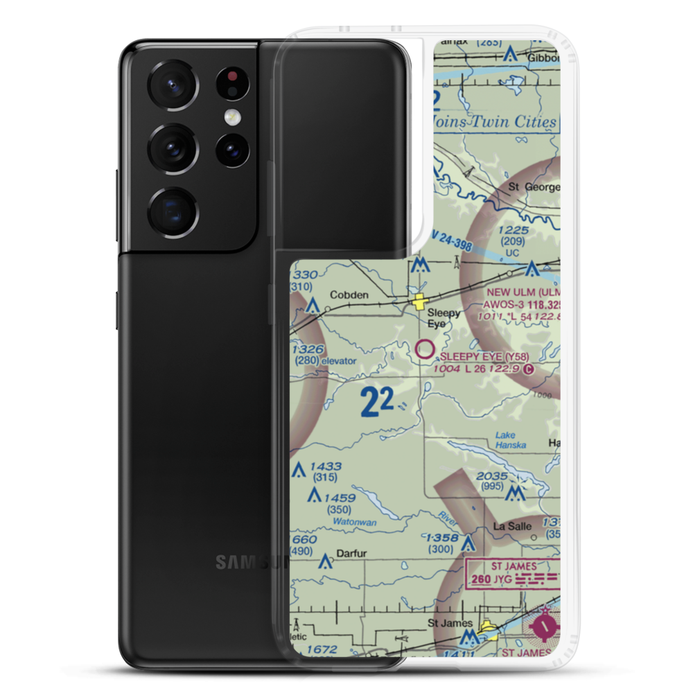 Sleepy Eye Municipal Airport (Y58) VFR Sectional Samsung Case Samsung Galaxy S21 Ultra model shown