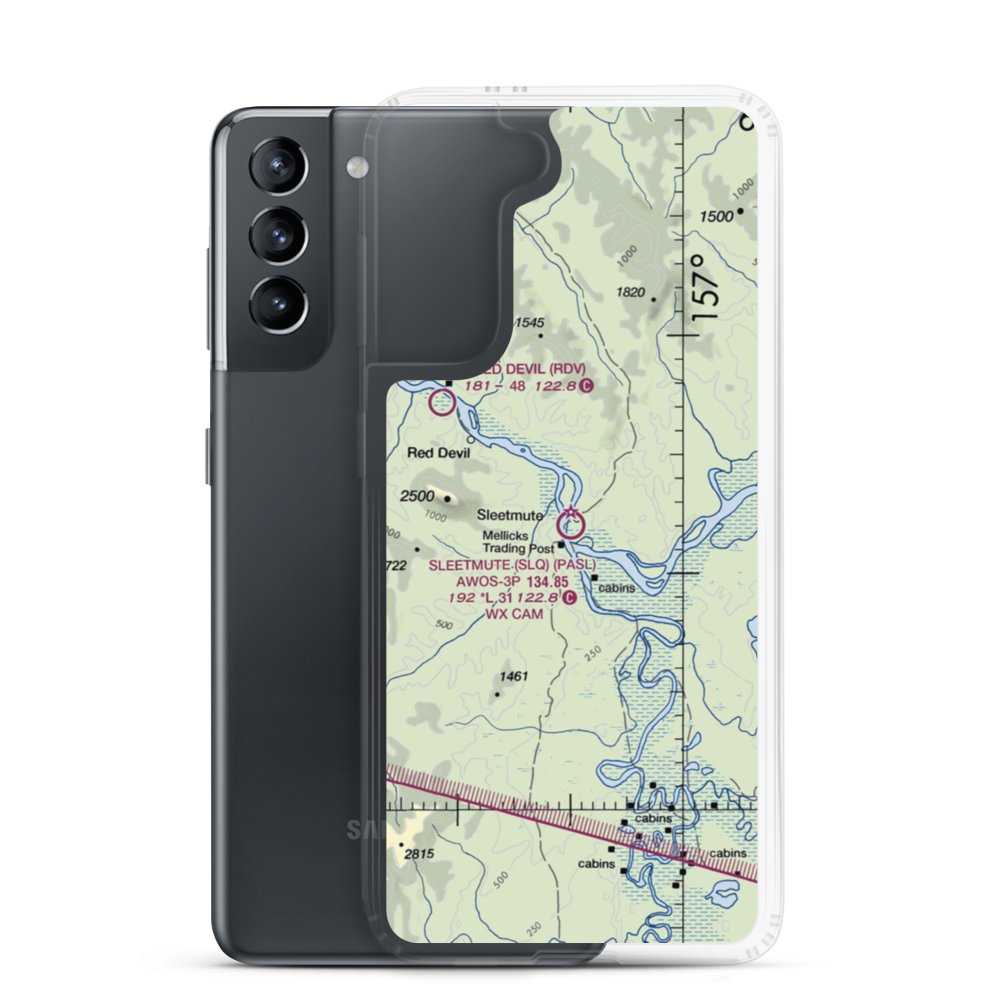Sleetmute Airport (SLQ) VFR Sectional Samsung Case Samsung Galaxy S21 model shown