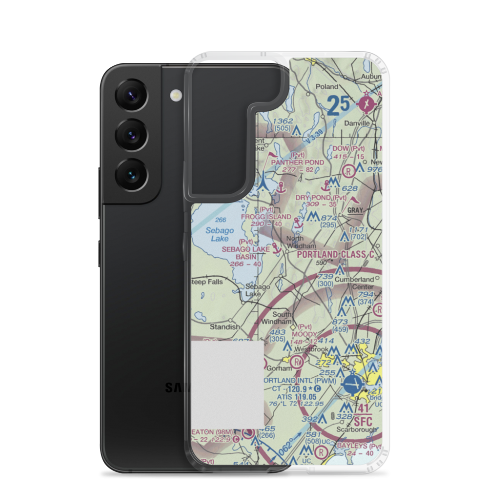 Slip Knot Landing Airport (24ME) VFR Sectional Samsung Case Samsung Galaxy S22 model shown
