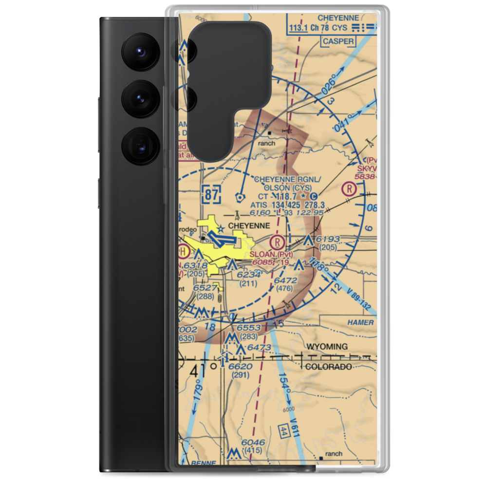 Sloan Airport (WY45) VFR Sectional Samsung Case Samsung Galaxy S22 Ultra model shown
