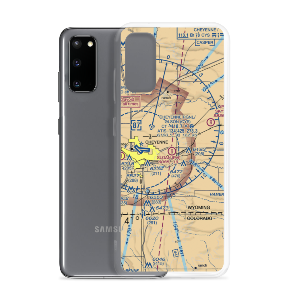 Sloan Airport (WY45) VFR Sectional Samsung Case Samsung Galaxy S20 model shown