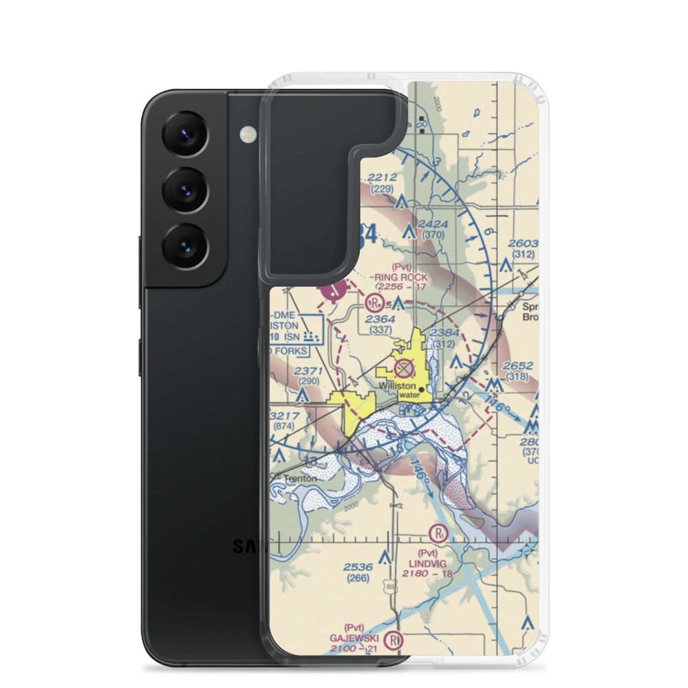 Sloulin Field International Airport (ISN) VFR Sectional Samsung Case Samsung Galaxy S22 model shown