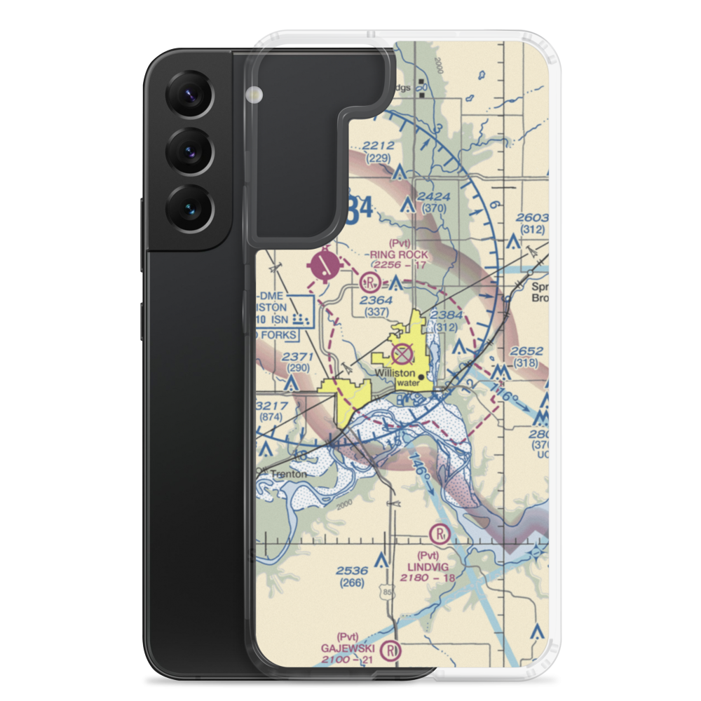 Sloulin Field International Airport (ISN) VFR Sectional Samsung Case Samsung Galaxy S22 Plus model shown