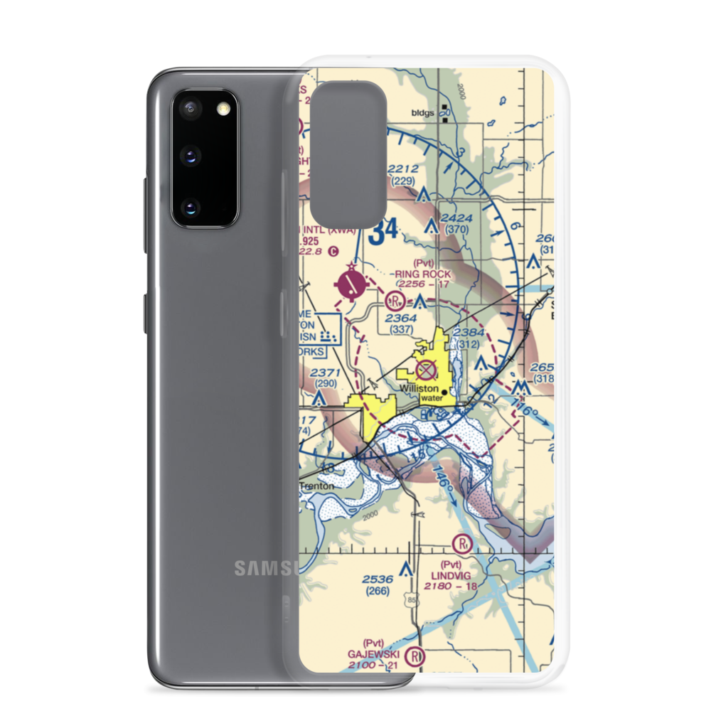 Sloulin Field International Airport (ISN) VFR Sectional Samsung Case Samsung Galaxy S20 model shown