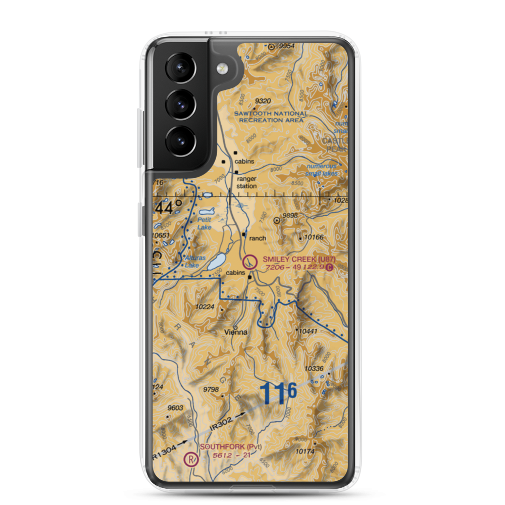 Smiley Creek Airport (U87) VFR Sectional Samsung Case Samsung Galaxy S21 Plus model shown