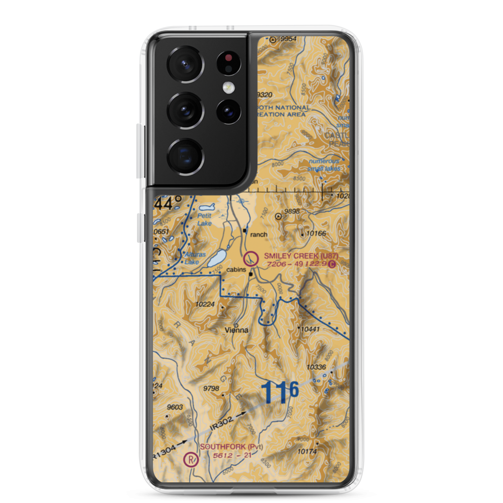 Smiley Creek Airport (U87) VFR Sectional Samsung Case Samsung Galaxy S21 Ultra model shown