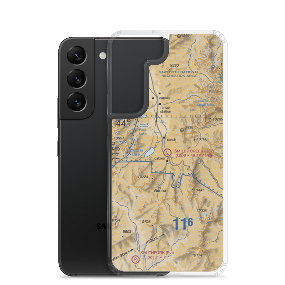 Smiley Creek Airport (U87) VFR Sectional Samsung Case Samsung Galaxy S22 model shown