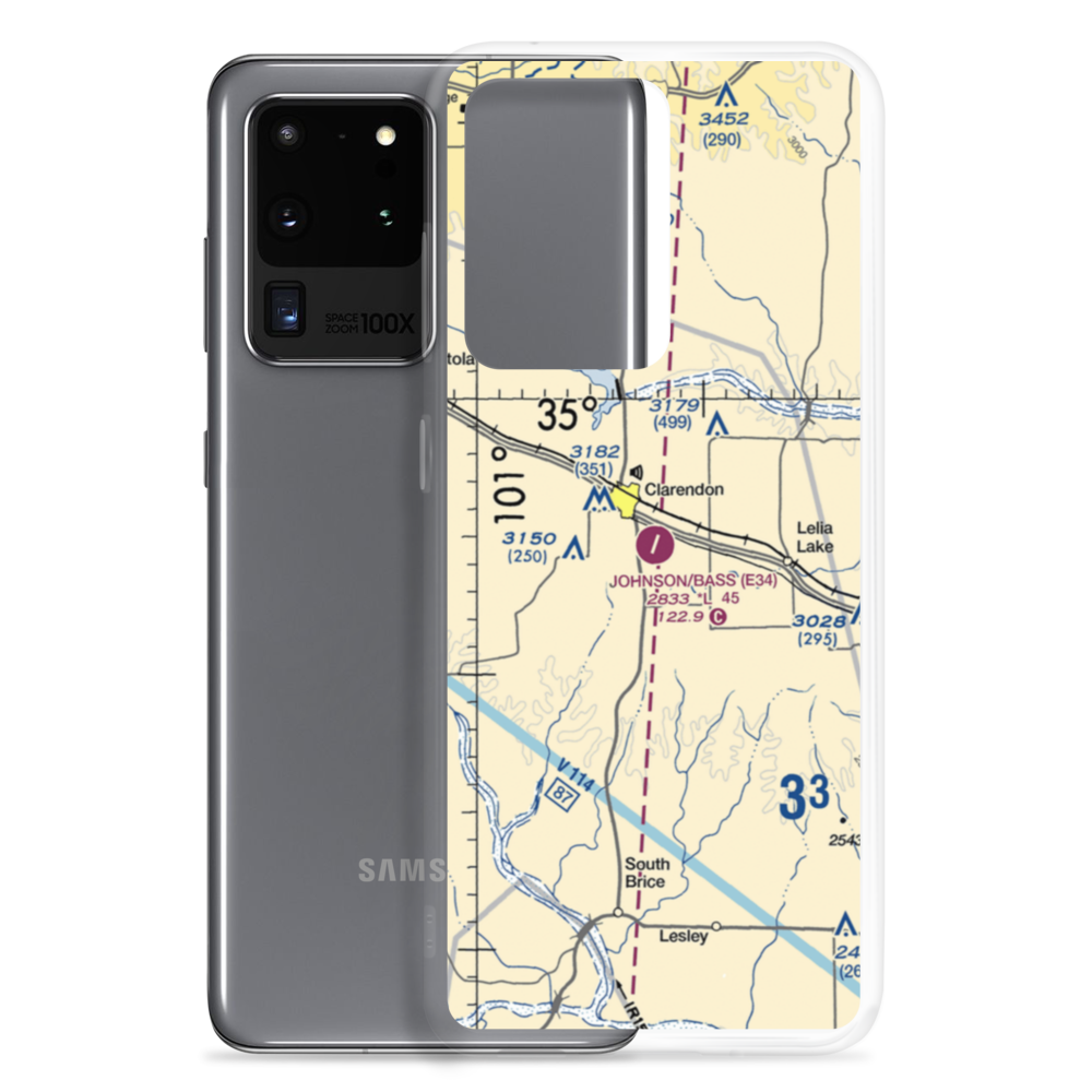 Smiley Johnson Municipal Airport-Bass Field (E34) VFR Sectional Samsung Case Samsung Galaxy S20 Ultra model shown