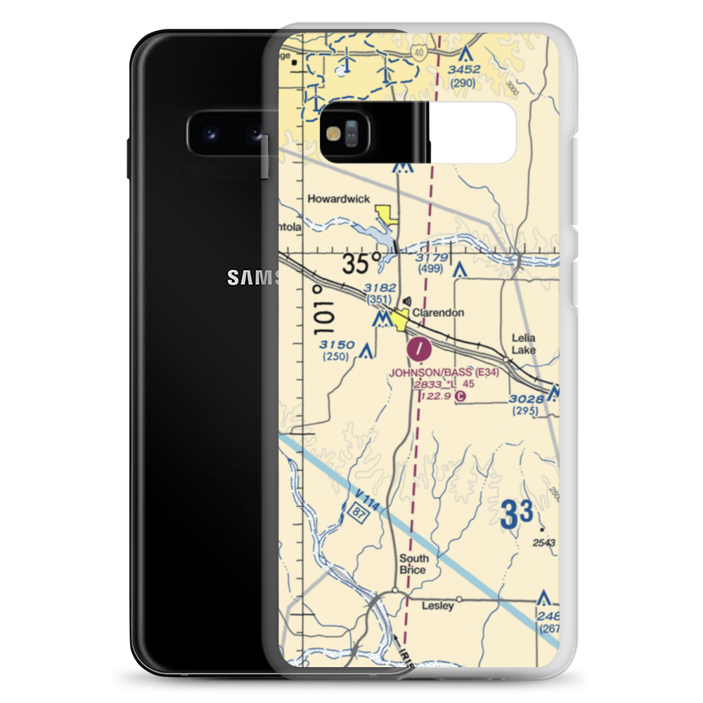 Smiley Johnson Municipal Airport-Bass Field (E34) VFR Sectional Samsung Case Samsung Galaxy S10+ model shown