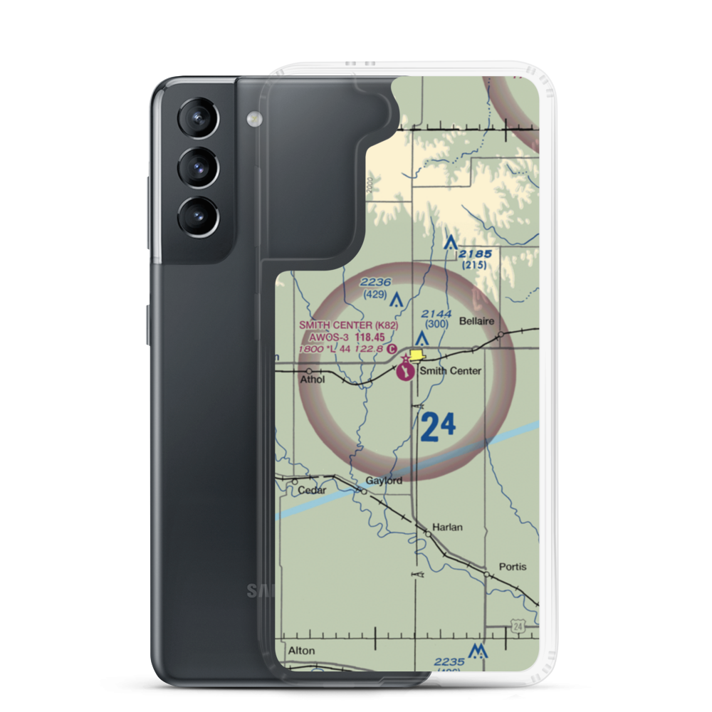 Smith Center Municipal Airport (K82) VFR Sectional Samsung Case Samsung Galaxy S21 model shown