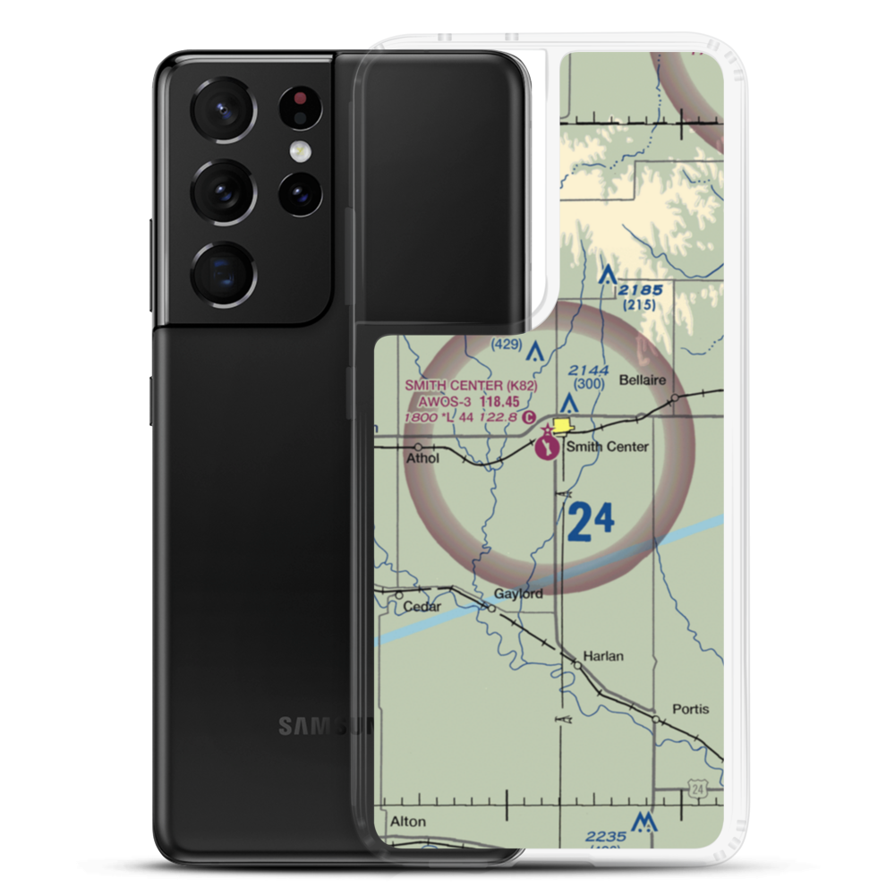 Smith Center Municipal Airport (K82) VFR Sectional Samsung Case Samsung Galaxy S21 Ultra model shown