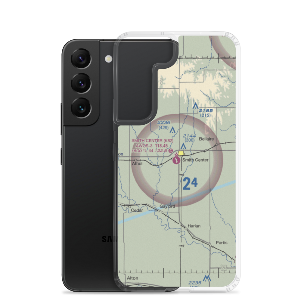 Smith Center Municipal Airport (K82) VFR Sectional Samsung Case Samsung Galaxy S22 model shown