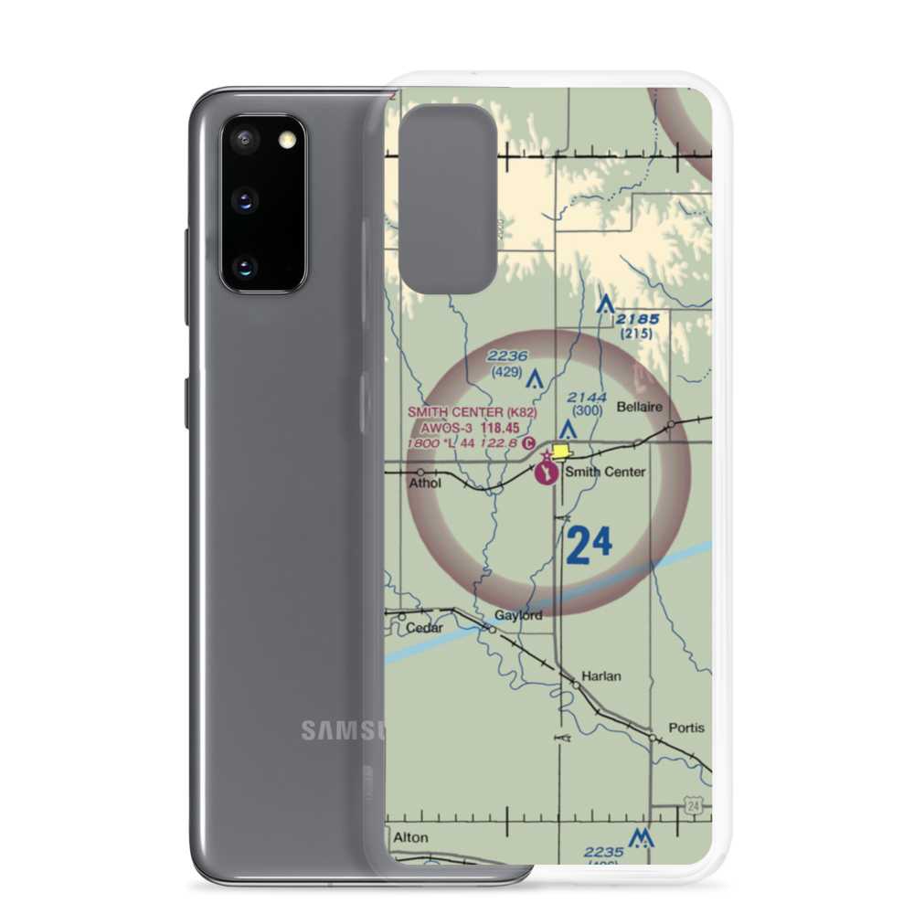 Smith Center Municipal Airport (K82) VFR Sectional Samsung Case Samsung Galaxy S20 model shown