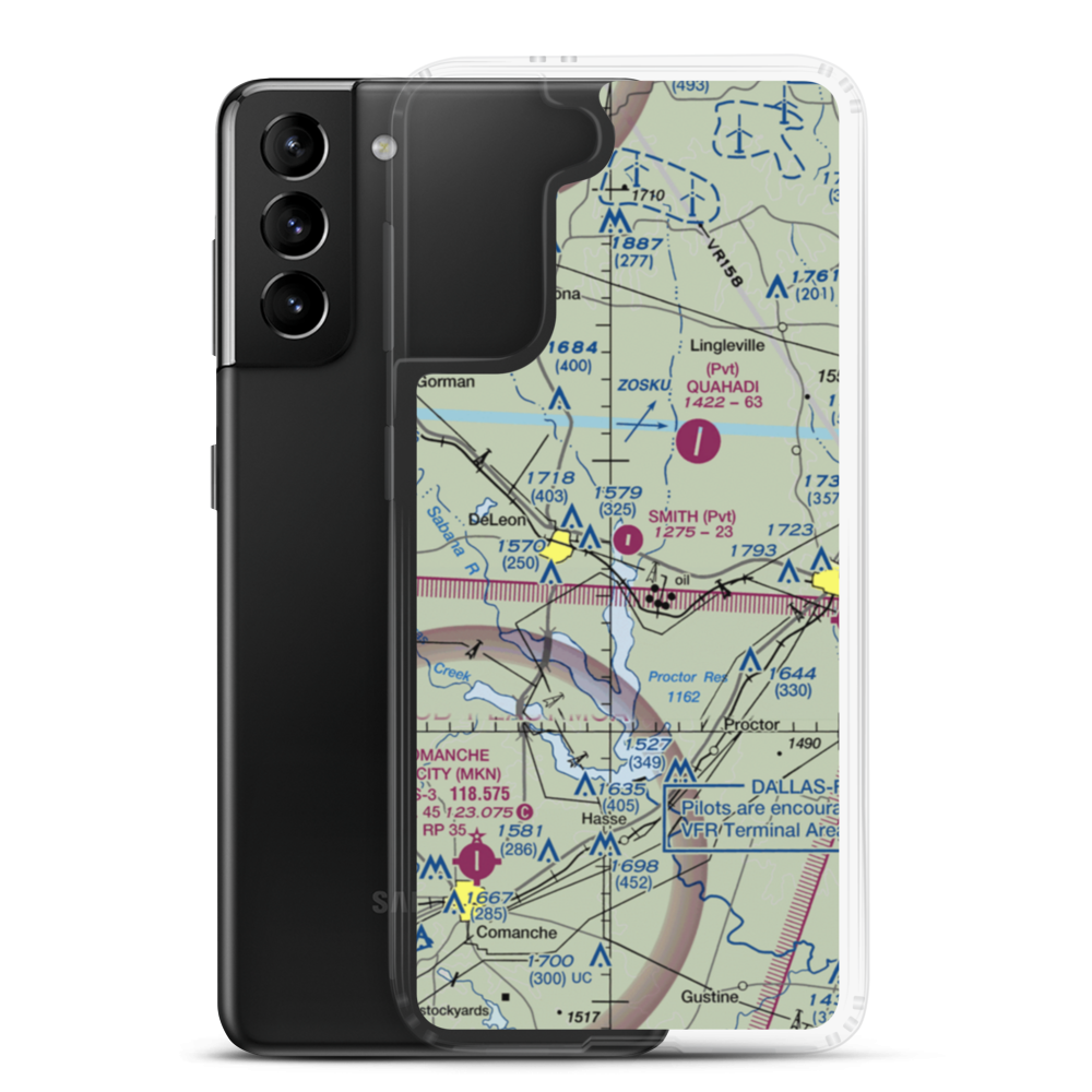 Smith Flying Service Airport (TS14) VFR Sectional Samsung Case Samsung Galaxy S21 Plus model shown