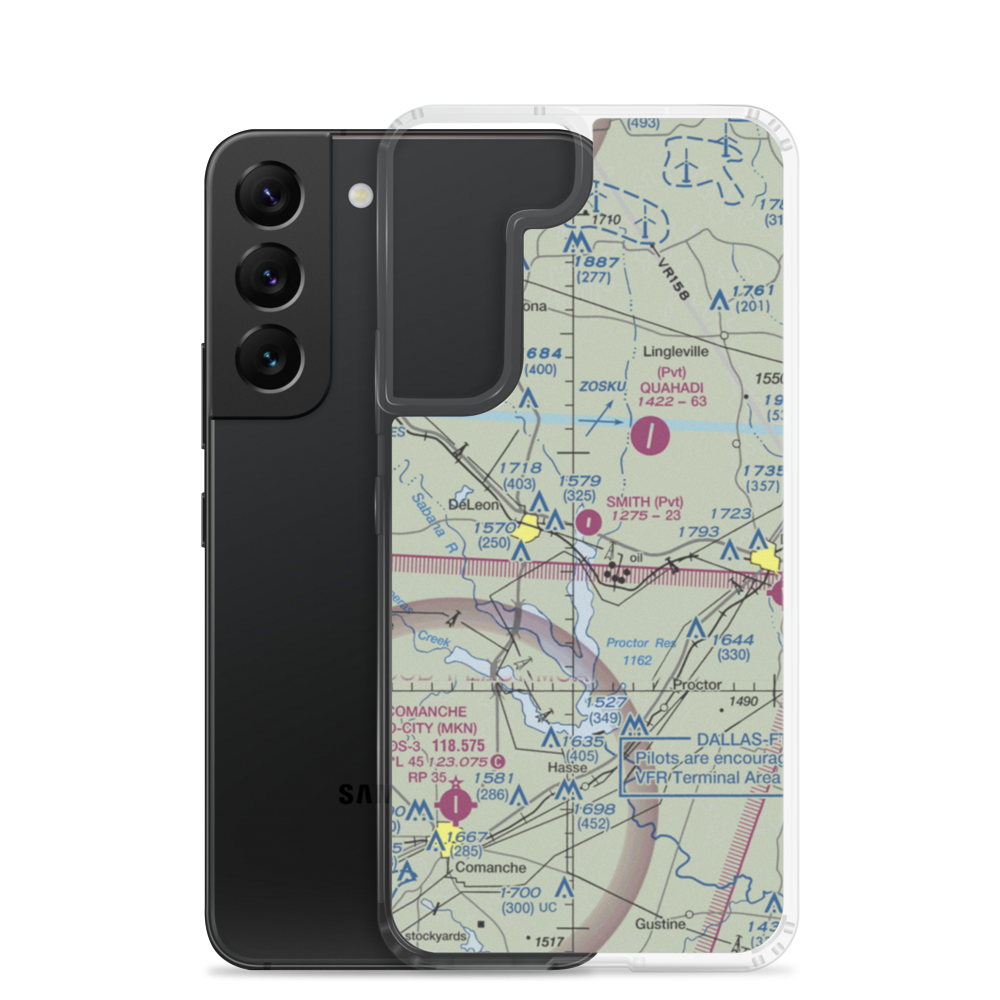 Smith Flying Service Airport (TS14) VFR Sectional Samsung Case Samsung Galaxy S22 model shown