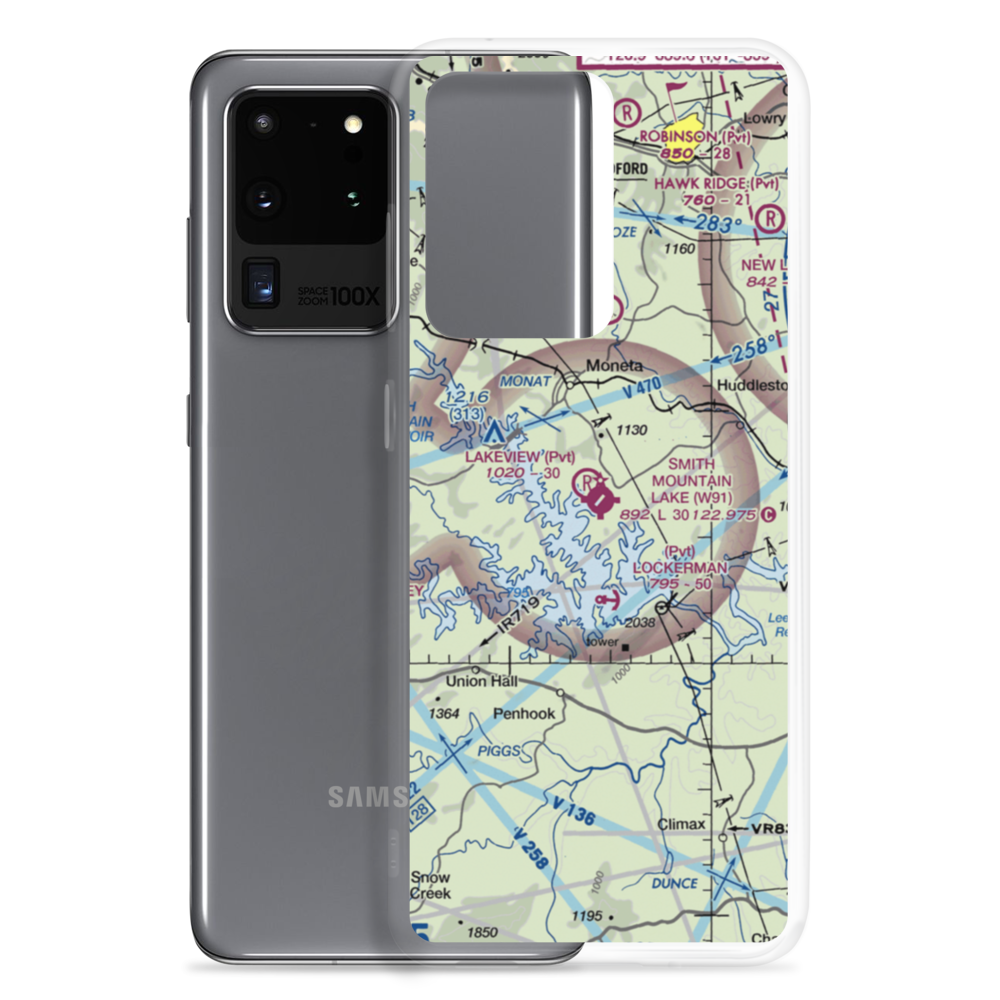 Smith Mountain Lake Airport (W91) VFR Sectional Samsung Case Samsung Galaxy S20 Ultra model shown