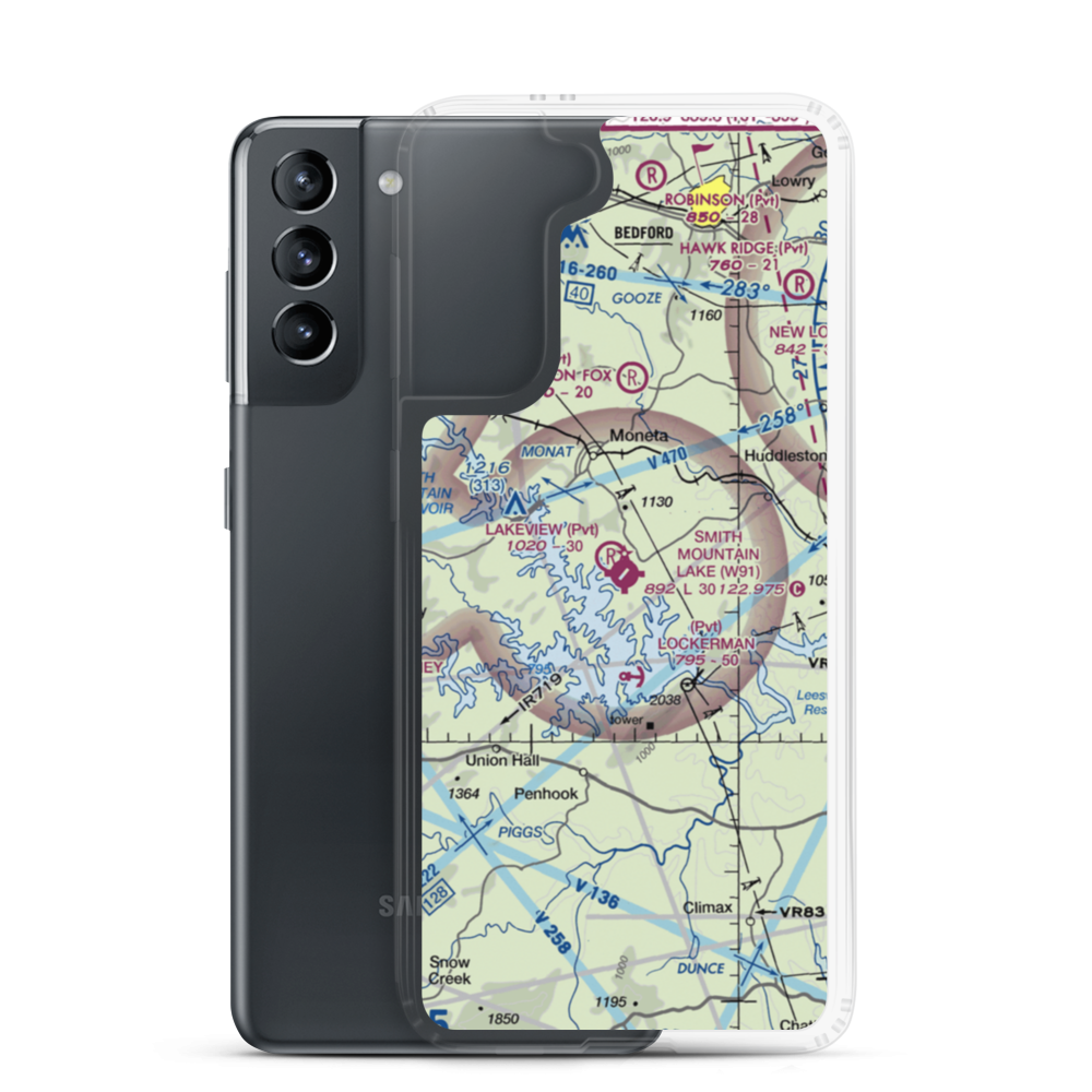 Smith Mountain Lake Airport (W91) VFR Sectional Samsung Case Samsung Galaxy S21 model shown