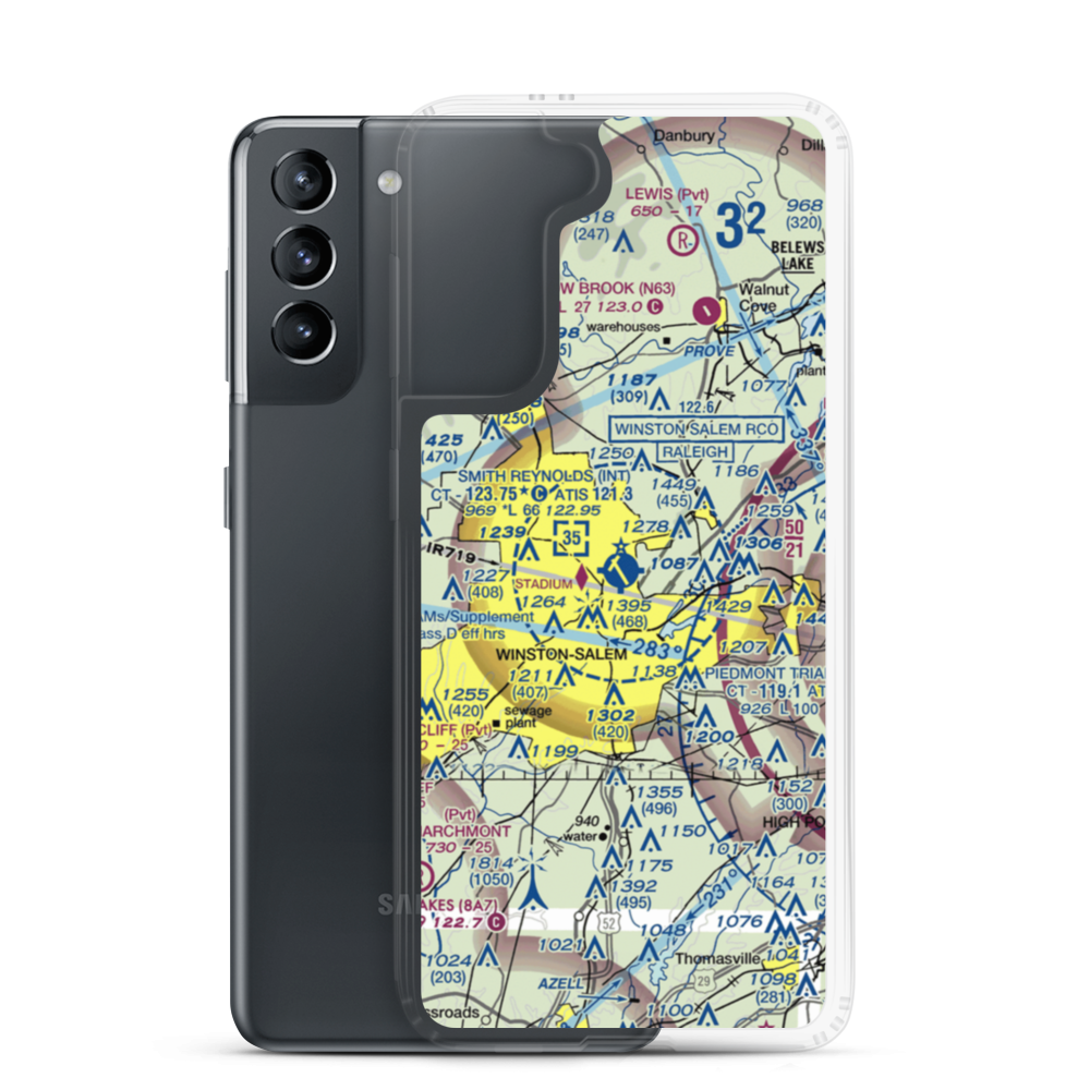 Smith Reynolds Airport (INT) VFR Sectional Samsung Case Samsung Galaxy S21 model shown