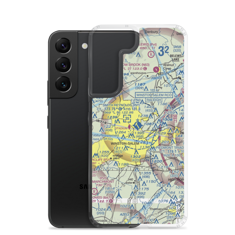 Smith Reynolds Airport (INT) VFR Sectional Samsung Case Samsung Galaxy S22 model shown