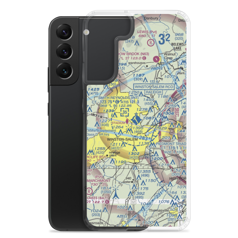 Smith Reynolds Airport (INT) VFR Sectional Samsung Case Samsung Galaxy S22 Plus model shown