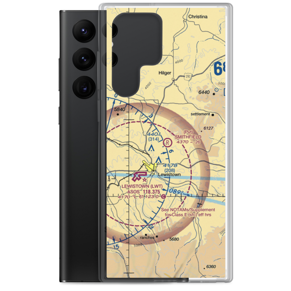 Smithfield Airport (MT65) VFR Sectional Samsung Case Samsung Galaxy S22 Ultra model shown