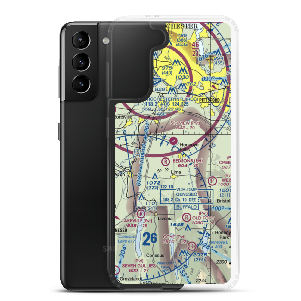 Smiths Land Base Airport (53NY) VFR Sectional Samsung Case Samsung Galaxy S21 Plus model shown