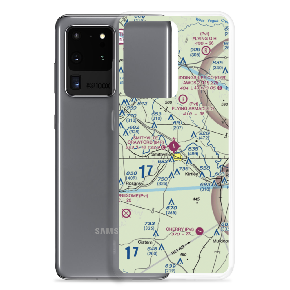 Smithville Crawford Municipal Airport (84R) VFR Sectional Samsung Case Samsung Galaxy S20 Ultra model shown