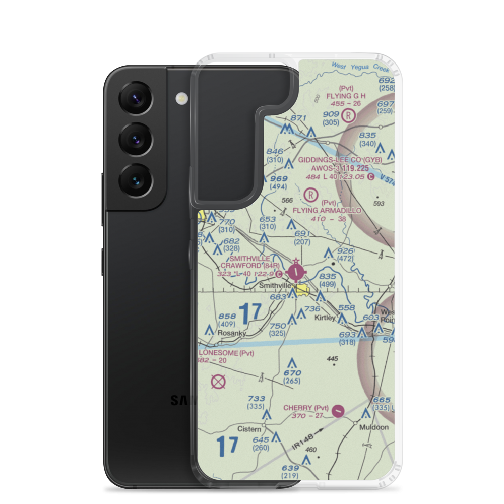 Smithville Crawford Municipal Airport (84R) VFR Sectional Samsung Case Samsung Galaxy S22 model shown