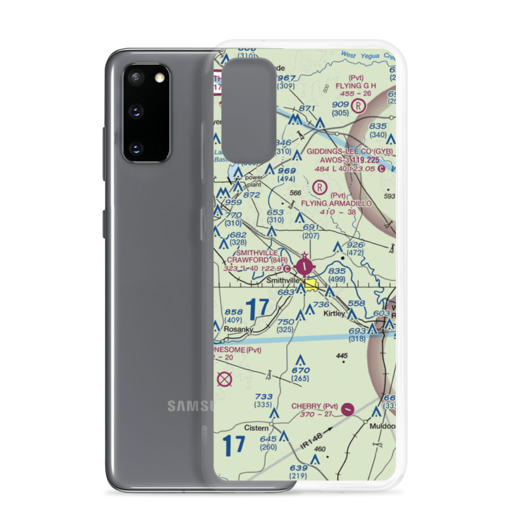 Smithville Crawford Municipal Airport (84R) VFR Sectional Samsung Case Samsung Galaxy S20 model shown