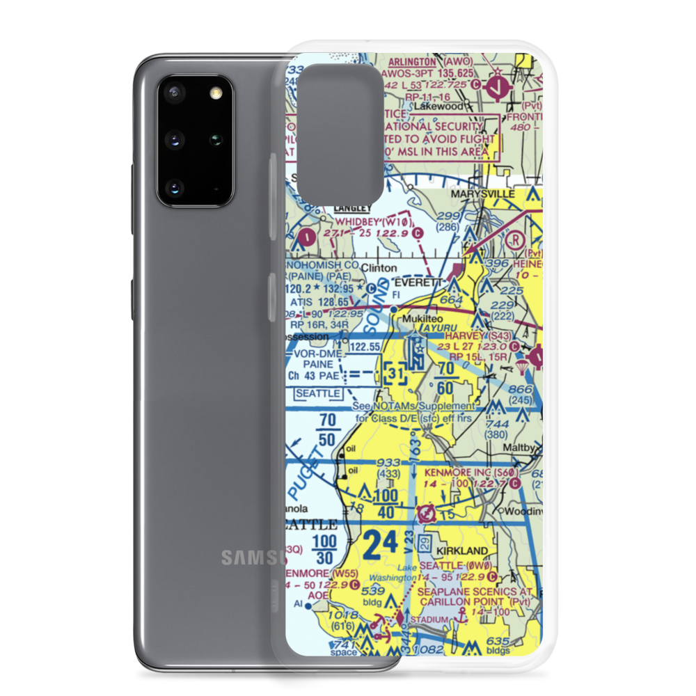Snohomish County (Paine Field) Airport (PAE) VFR Sectional Samsung Case Samsung Galaxy S20 Plus model shown