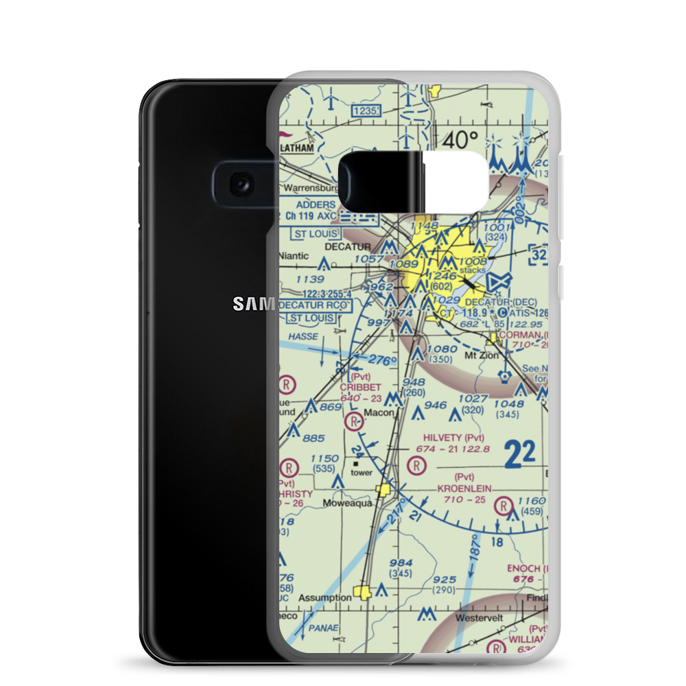 Snow Airport (2LL4) VFR Sectional Samsung Case Samsung Galaxy S10e model shown