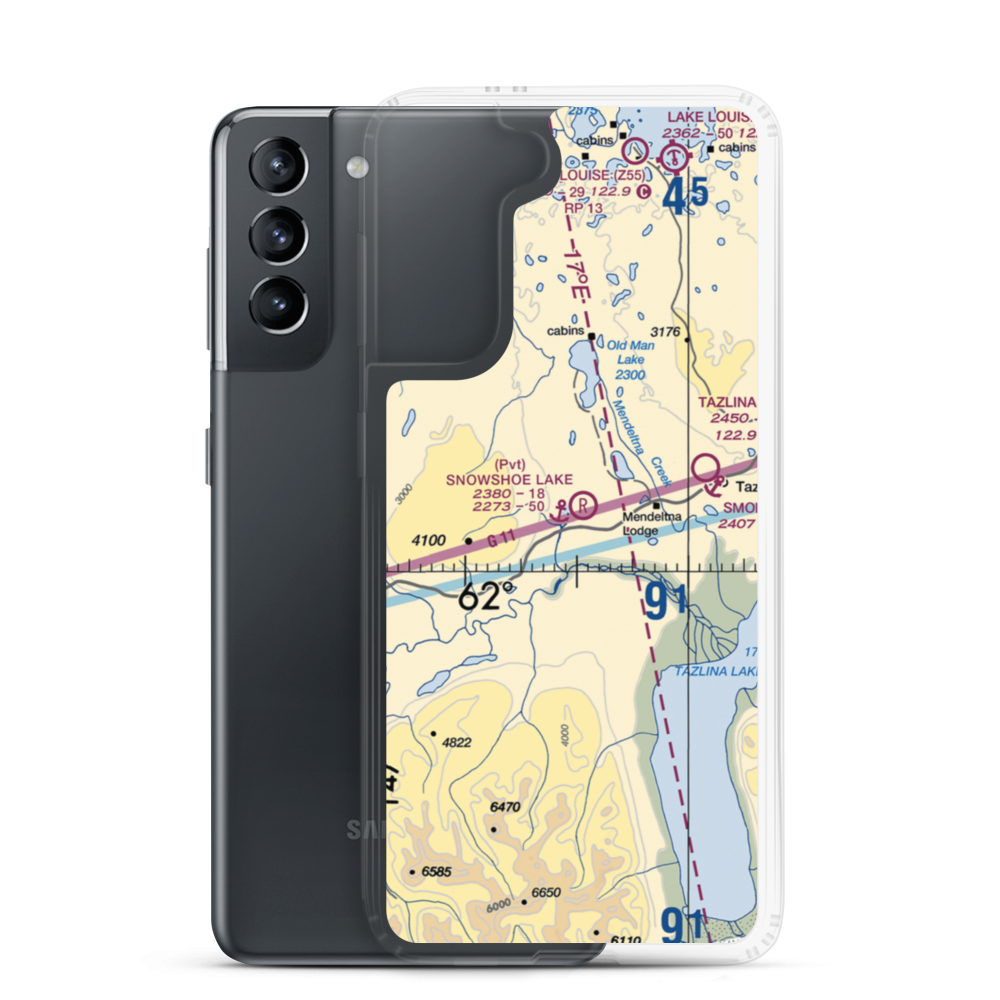 Snowshoe Lake Airport and Seaplane Base (5AK4) VFR Sectional Samsung Case Samsung Galaxy S21 model shown