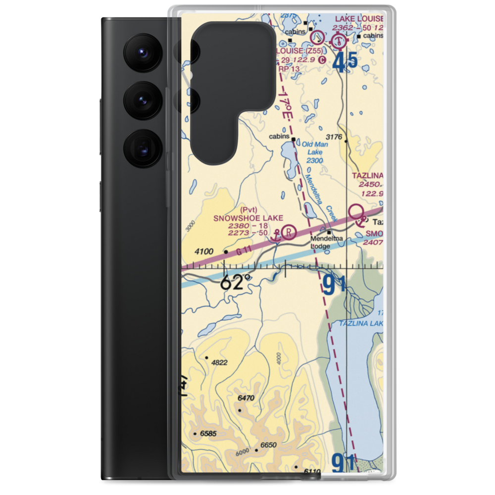 Snowshoe Lake Airport and Seaplane Base (5AK4) VFR Sectional Samsung Case Samsung Galaxy S22 Ultra model shown