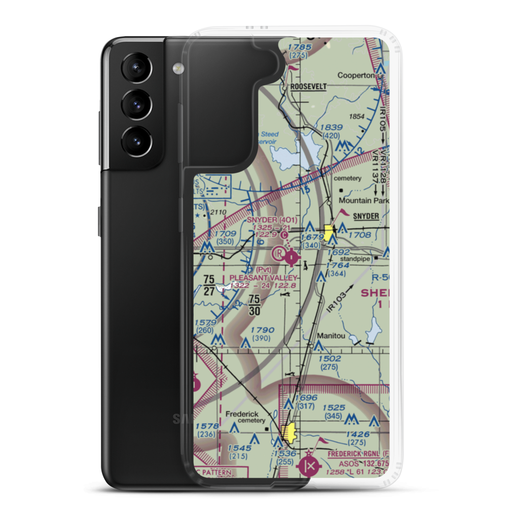 Snyder Airport (4O1) VFR Sectional Samsung Case Samsung Galaxy S21 Plus model shown