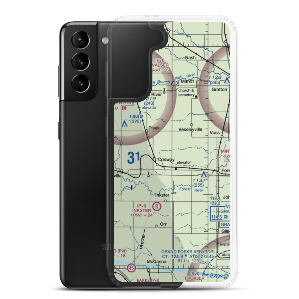 Sobolik Airport (98ND) VFR Sectional Samsung Case Samsung Galaxy S21 Plus model shown