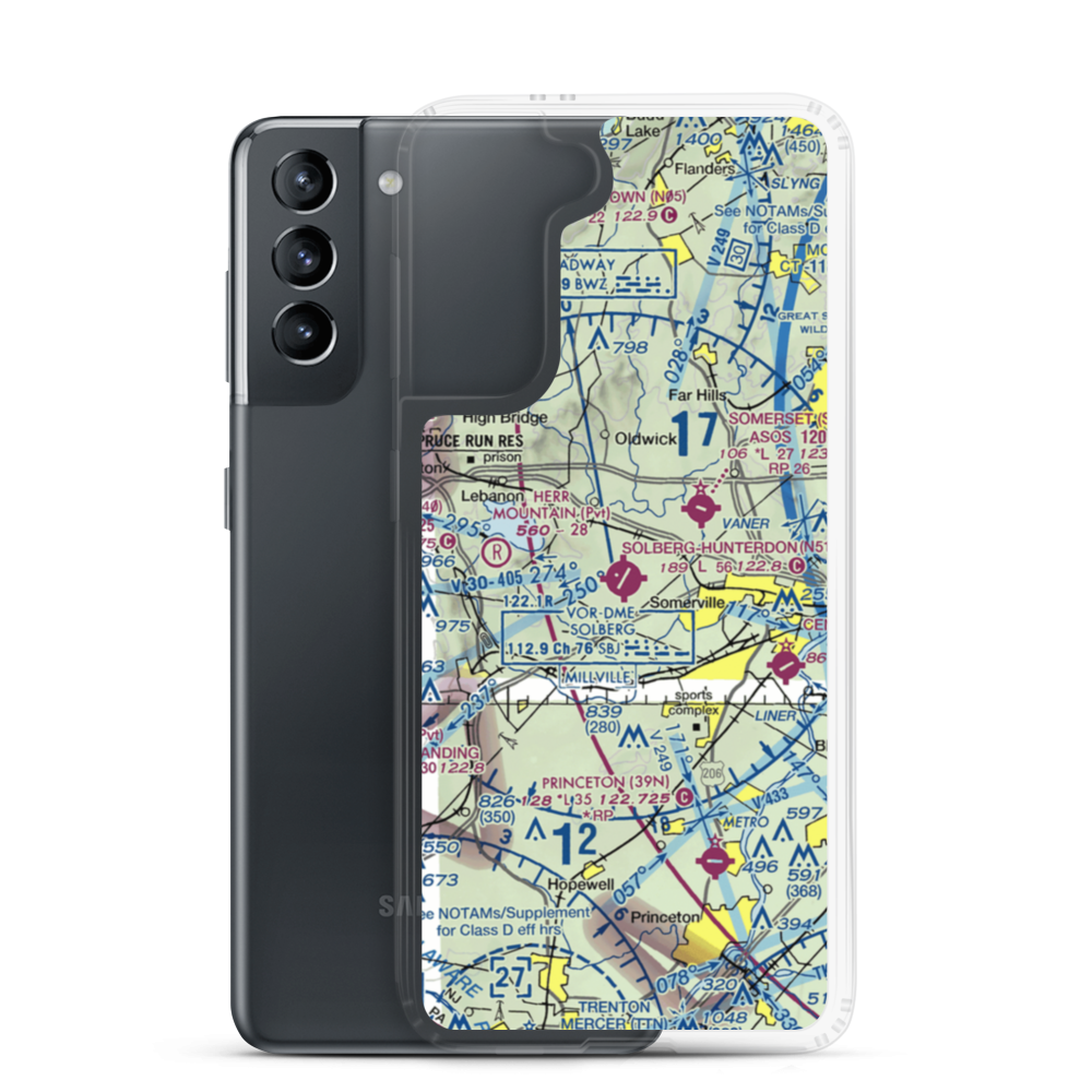Solberg Hunterdon Airport (N51) VFR Sectional Samsung Case Samsung Galaxy S21 model shown