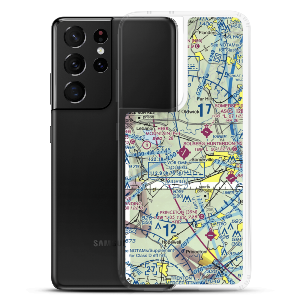 Solberg Hunterdon Airport (N51) VFR Sectional Samsung Case Samsung Galaxy S21 Ultra model shown