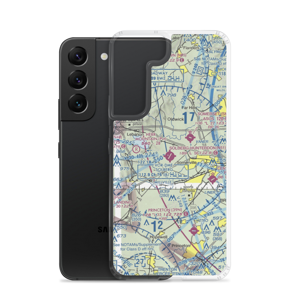 Solberg Hunterdon Airport (N51) VFR Sectional Samsung Case Samsung Galaxy S22 model shown