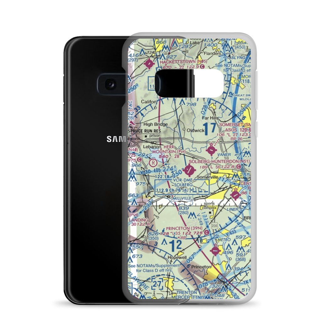 Solberg Hunterdon Airport (N51) VFR Sectional Samsung Case Samsung Galaxy S10e model shown