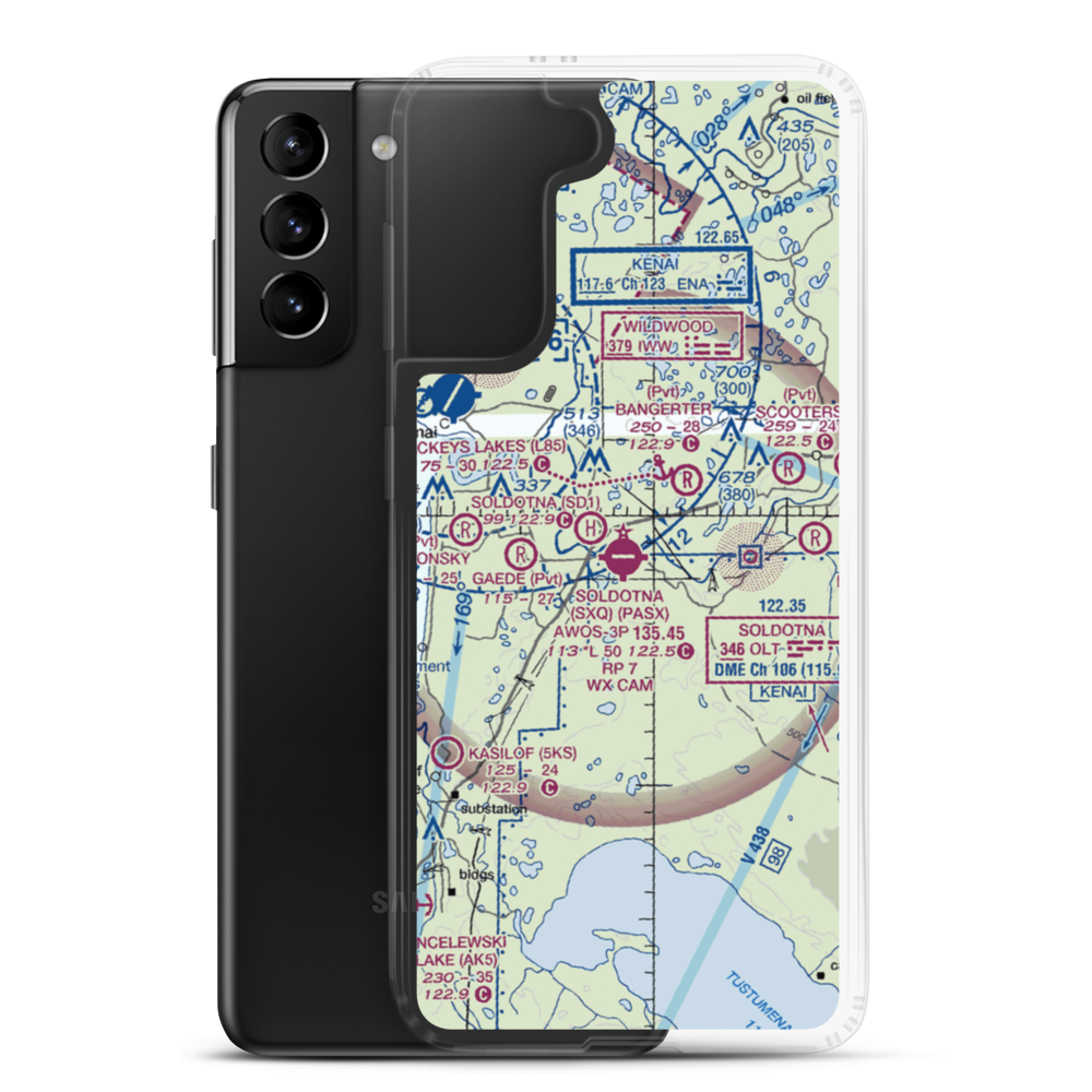 Soldotna Airport (SXQ) VFR Sectional Samsung Case Samsung Galaxy S21 Plus model shown