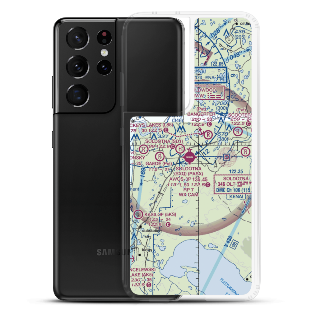 Soldotna Airport (SXQ) VFR Sectional Samsung Case Samsung Galaxy S21 Ultra model shown