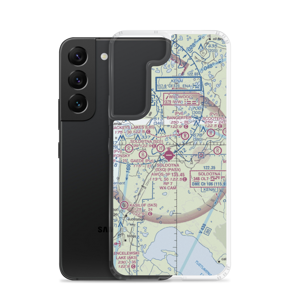 Soldotna Airport (SXQ) VFR Sectional Samsung Case Samsung Galaxy S22 model shown