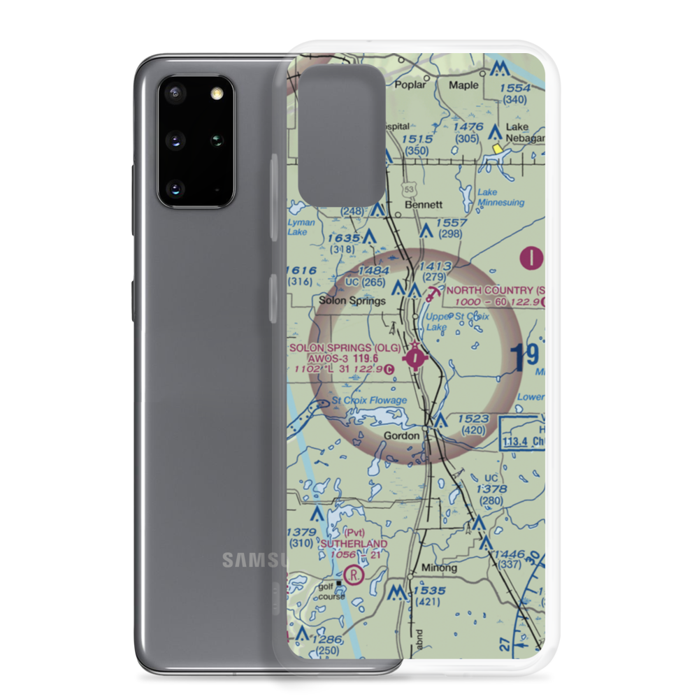 Solon Springs Municipal Airport (OLG) VFR Sectional Samsung Case Samsung Galaxy S20 Plus model shown