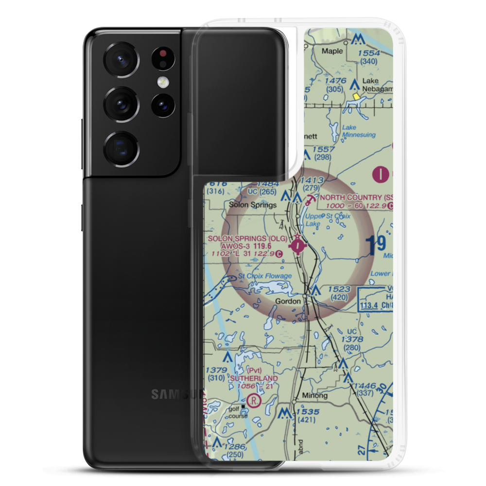 Solon Springs Municipal Airport (OLG) VFR Sectional Samsung Case Samsung Galaxy S21 Ultra model shown