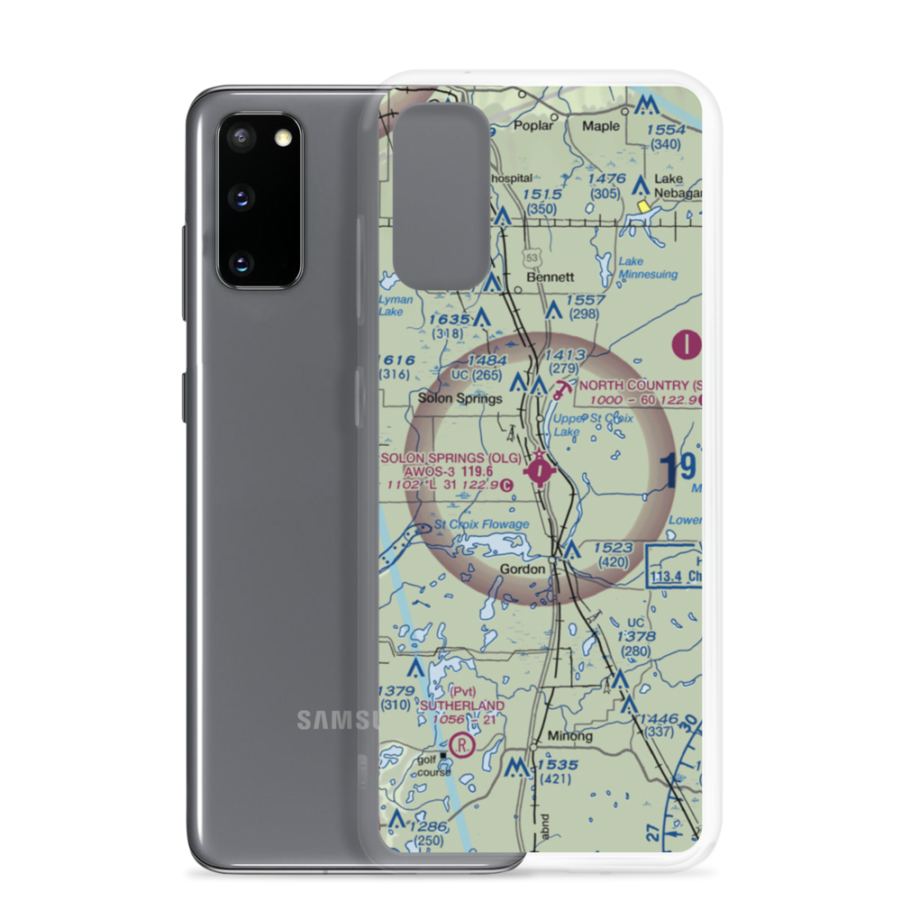 Solon Springs Municipal Airport (OLG) VFR Sectional Samsung Case Samsung Galaxy S20 model shown