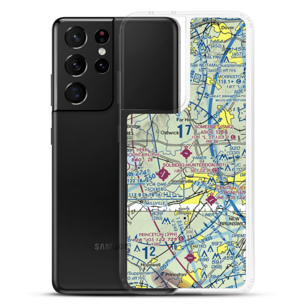 Somerset Airport (SMQ) VFR Sectional Samsung Case Samsung Galaxy S21 Ultra model shown