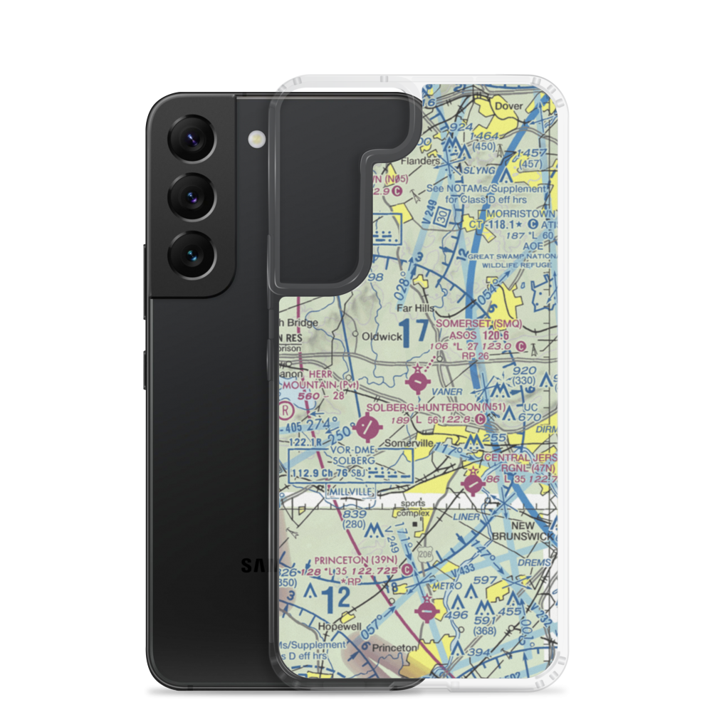 Somerset Airport (SMQ) VFR Sectional Samsung Case Samsung Galaxy S22 model shown