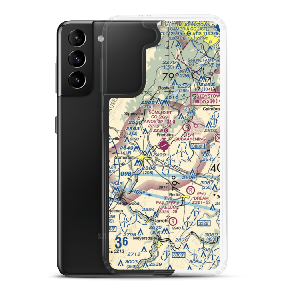Somerset County Airport (2G9) VFR Sectional Samsung Case Samsung Galaxy S21 Plus model shown