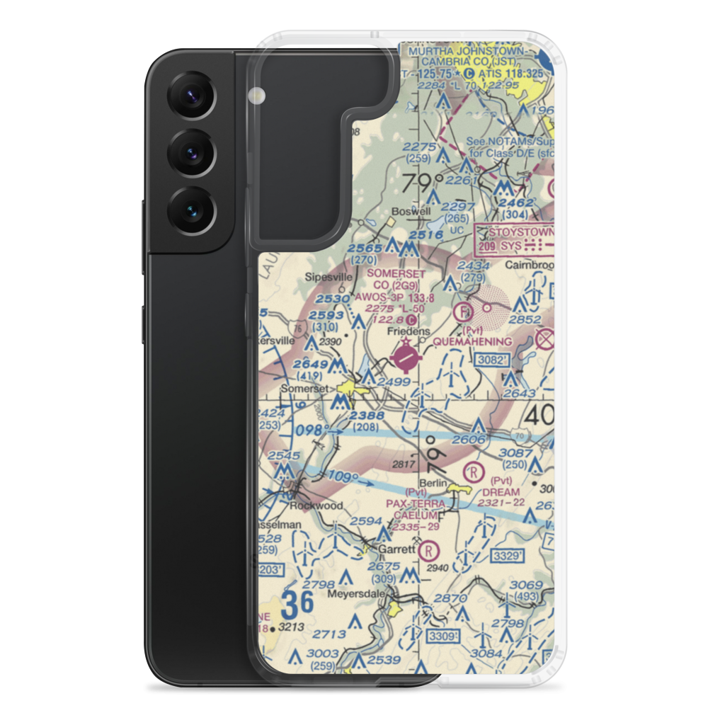 Somerset County Airport (2G9) VFR Sectional Samsung Case Samsung Galaxy S22 Plus model shown